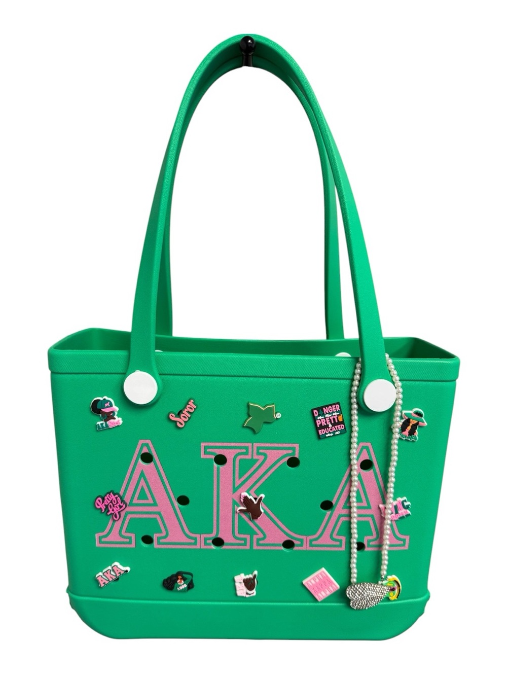 AKA Green Tote Bag with Decorative Pins

Size : 36 × 30 × 12.5 cm
